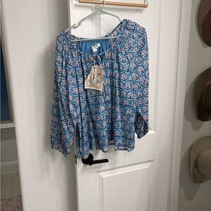 Anthropologie Blue Floral Blouse